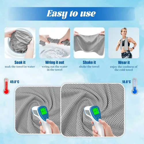 Miniatura 4 de PAWPRO Paquete de 4 toallas refrescantes para cuello y cara (40 x 12 pulgadas), toalla de enfriamiento suave y transpirable con bolsa impermeable
