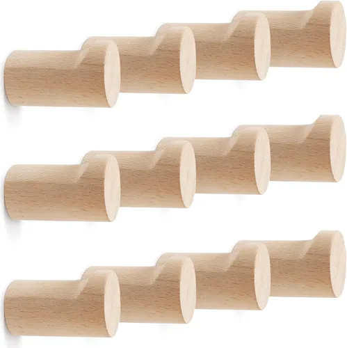 Miniatura 9 de bsdonte Ganchos de Pared de Madera, Paquete de 4 Ganchos Decorativos Blancos Montados en la Pared, Ganchos Modernos para Sombreros de Servicio