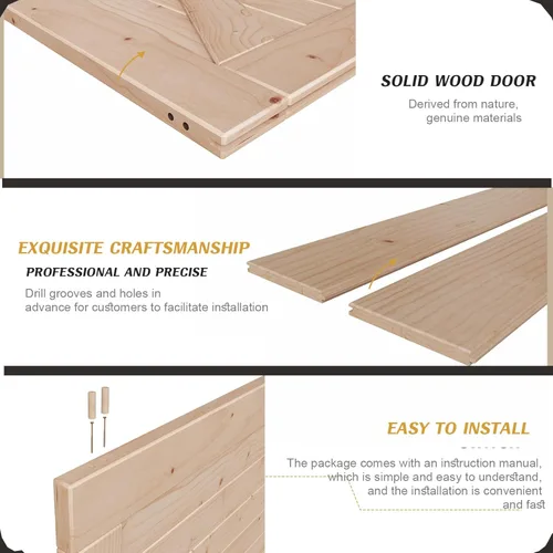 Miniatura 7 de FREDBECK - Puerta de granero de madera de 48 x 84 pulgadas con kit de herrajes para puerta de granero de 8 pies incluido, forma K, panel de abeto