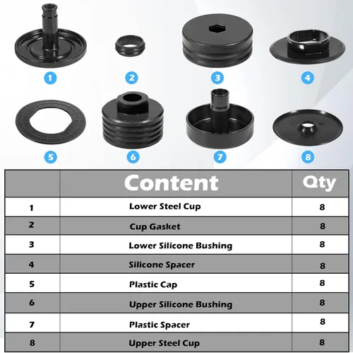 Miniatura 7 de Kit de montaje de cuerpo de silicona para Ford F-250 / F-350 Crew Cab 2008-2016, kit de 8 bujes de montaje en cuerpo de silicona para mejorar