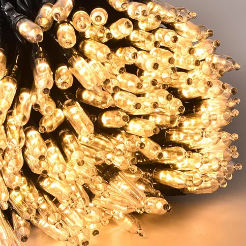 300 luces LED de Navidad blancas cálidas para interiores y exteriores, cadena de luces LED de 100 pies, cable verde, enchufable, luces de árbol de