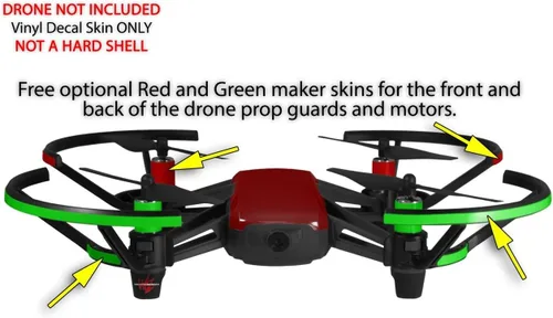 Miniatura 3 de Skin Decal Wrap 2 Pack para DJI Ryze Tello Drone Solids Collection rojo oscuro dron no incluido