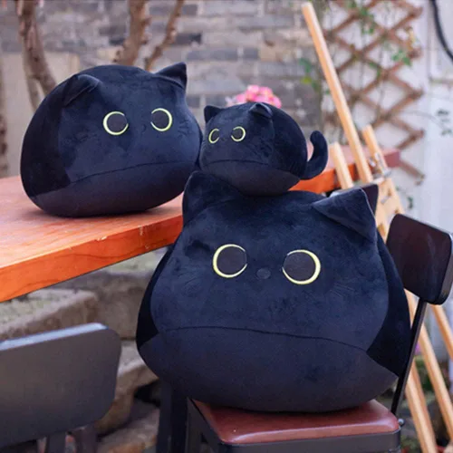 Miniatura 7 de Gato negro de peluche, juguete de felpa con forma de gato creativo, almohada suave, juguetes y regalos de muñecos lindos para novia, niños, niñas