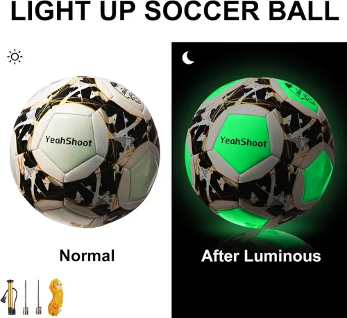 Miniatura 2 de Balón de fútbol que brilla en la oscuridad tamaño 5 con bomba de luz para adolescentes y adultos, regalos de fútbol