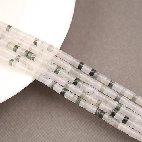 Miniatura 4 de 150 cuentas espaciadoras de jade iceberg natural, sueltas, semipreciosas, planas, redondas, cuentas de piedra de disco Heishi para cuentas