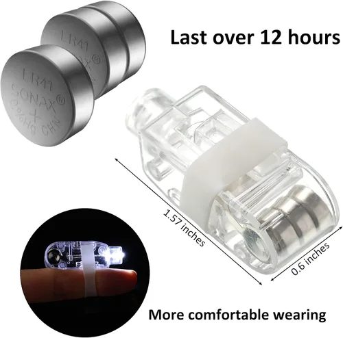 Miniatura 3 de Hortsun 200 luces LED para dedos, mini linternas de dedo para niños, suministros de fiesta que brillan en la oscuridad, anillos iluminados, juguetes