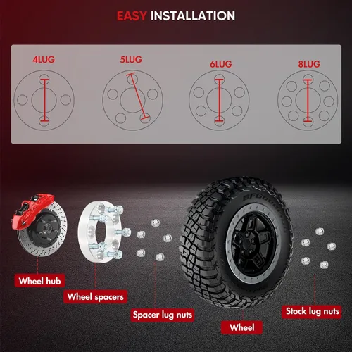 Miniatura 5 de Espaciadores de rueda 5x4.5 para Jeep Wrangler Liberty TJ XJ YJ ZJ KJ KK, Adaptadores de rueda de 1" 5x114.3 82.5mm CB Compatibles para Ford Mustang
