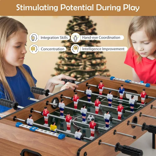 Miniatura 6 de GYMAX Juego de futbolín de mesa, mini mesa de futbolín de 27 pulgadas con 2 bolas y marcador de puntuación, fácil de montar, juego de fútbol de mesa