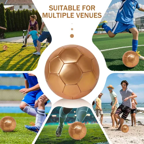 Miniatura 5 de Balón de fútbol dorado con purpurina con bomba y aguja, kit de pelota de fútbol para regreso a la escuela, regalos de cumpleaños, pelota