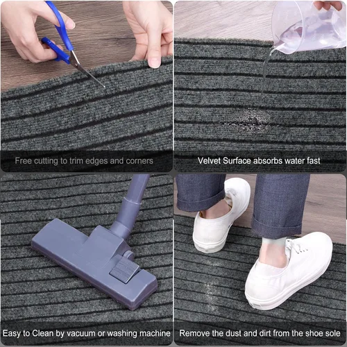 Miniatura 5 de HARFINGTON Runner Rugs - Alfombra antideslizante para interiores y exteriores, tapete lavable con superficie a rayas para pasillo, balcón, Gris