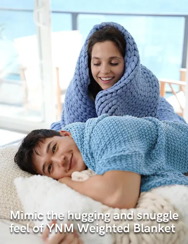 Miniatura 3 de YnM Manta de Punto Grueso de Algodón, Mantas de Punto Trenzado para Cama, Sofá, Sillón, Cómoda y Relajante, Pieza Decorativa para Casa de Campo