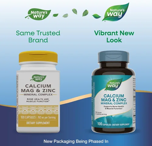 Miniatura 3 de Nature's Way Complejo mineral de calcio, magnesio y zinc, apoya la salud ósea y la función muscular*, apoyo inmunológico*, 765 mg por porción de 3