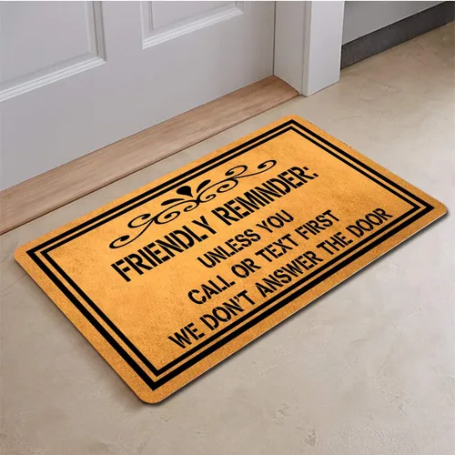 Miniatura 2 de Divertidas alfombrillas de bienvenida con recordatorio amistoso a menos que llames o envíes un mensaje de texto primero, tapetes antideslizantes