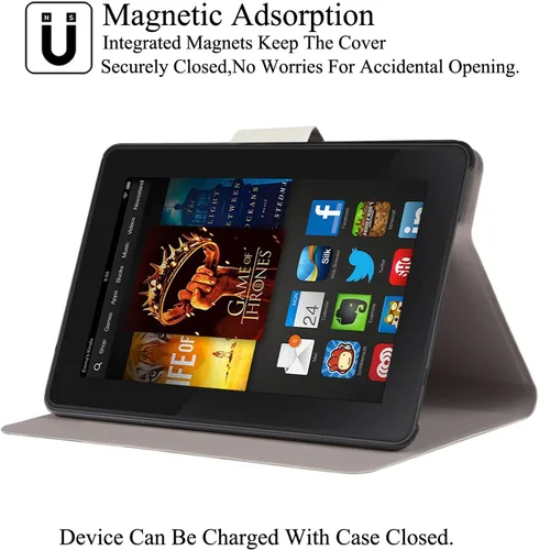 Miniatura 4 de Funda para Kindle Fire HDX7, ultraligera de piel sintética con función de encendido y apagado automático inteligente, funda delgada con ranura