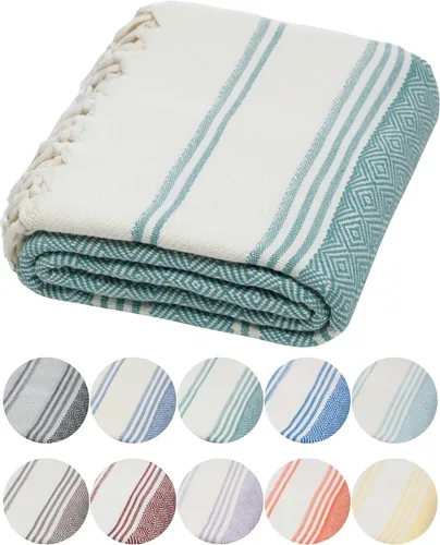 Miniatura 31 de DEMMEX Organic Diamond - Toalla turca de baño y playa 100% algodón turco certificado Oeko-TEX, ultra suave, de secado rápido, ligera, toalla