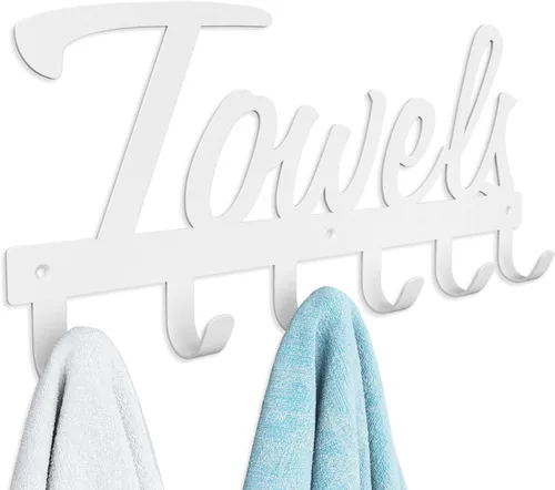 Miniatura 8 de Livelab Toallero, toallero para baño montado en la pared, 6 ganchos de metal negro para ahorrar espacio en el baño, impermeable, a prueba de óxido