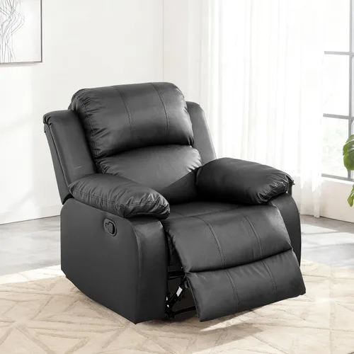 Miniatura 9 de Juego de sofá modular reclinable manual para sala de estar, sofá reclinable en forma de L, seccional de cuero con portavasos/almacenamiento