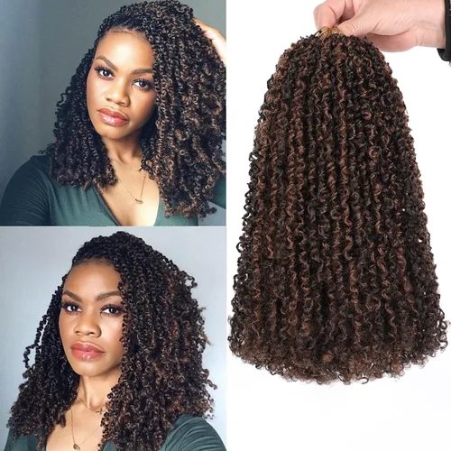 Miniatura 10 de Unionbeauty - Paquete de 8 trenzas de ganchillo Yanky Twist de 6 pulgadas, 8 paquetes, color negro natural, micro Passion Twist, extensiones