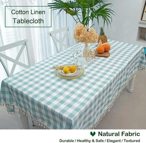 Miniatura 4 de Midsummer Breeze - Mantel a cuadros cuadrado de mezcla de algodón y colección Gingham, ideal para cocina, restaurante, casa de campo, decoración