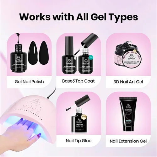 Miniatura 7 de Beetles - Lámpara de uñas UV – Lámpara LED de uñas con 3 temporizadores de 30/60/120 segundos, luz UV para uñas de gel, secador de uñas con sensor