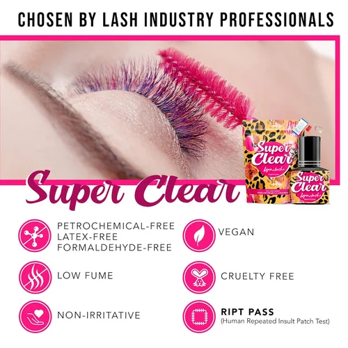 Miniatura 5 de Lyon Lash Super Clear - Pegamento de extensión de pestañas de 0.2 fl oz 1 a 2 sec tiempo de secado 6 a 8 semanas Suministros adhesivos negros