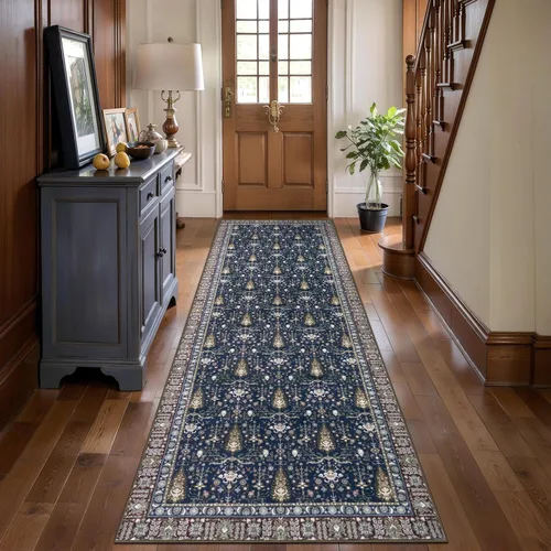 Miniatura 45 de Tangsoo Alfombra lavable para pasillo, antideslizante, 2 x 6 pies, estilo bohemio, floral, vintage, para entrada, suelo suave, para cocina, baño