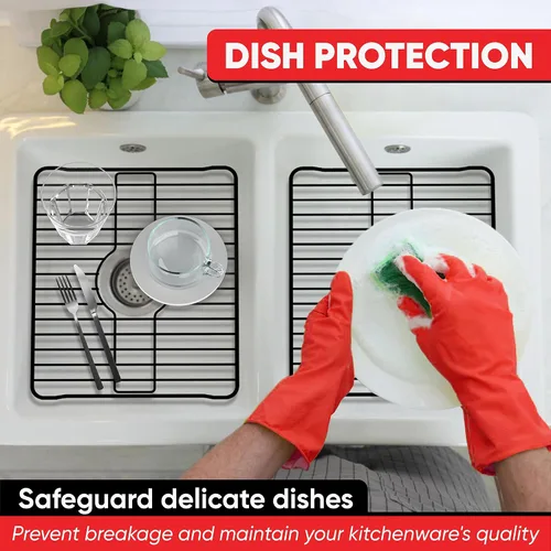 Miniatura 5 de Better Houseware Protectores de fregadero para fregadero de cocina, rejilla protectora de metal, 12 x 10.25 x 1 pulgadas, tapete negro