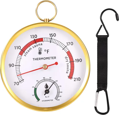 Termómetro de sauna, termómetro 2 en 1 Fahrenheit e higrómetro, medidor de temperatura colgante, monitor de humedad de temperatura con cordón,
