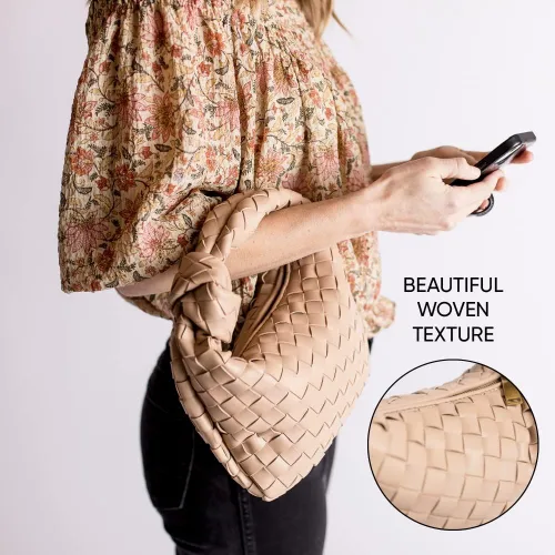 Miniatura 3 de Bolso de mano tejido de piel sintética suave para mujer, bolso de hombro tejido, bolso de mano casual, bolso de mano para mujer, bolso de mano