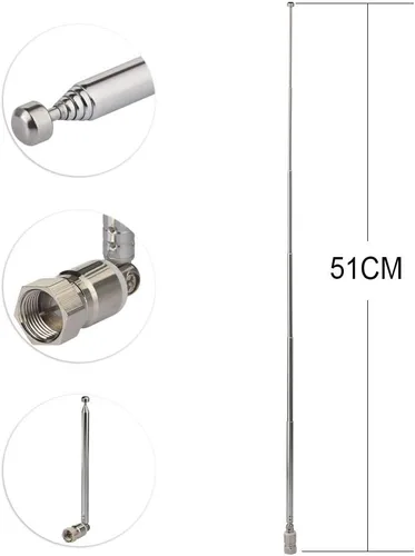 Miniatura 3 de Kit de Antena Telescópica Superbat FM 75 Unbal Conector Tipo F para Radio DAB, Reemplazo de Antena para TV, Radio AM, FM, Receptor Estéreo Bose