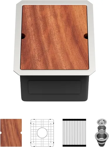 Miniatura 56 de Fregadero de Montaje Bajo de 13 Pulgadas - Beslend 13”x15”x9” Fregadero de Cocina de Acero Inoxidable de Montaje Bajo Calibre 16 Fregadero de Cocina