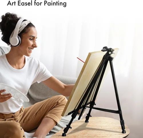 Miniatura 8 de Artify - Caballete para letrero, soporte de caballete de arte portátil ajustable de doble nivel, altura ajustable de 22 a 66 pulgadas, caballete