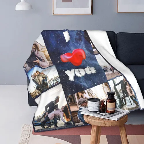 Miniatura 8 de Mantas personalizadas con fotos, manta personalizada de collage de fotos, suave, con mis propias fotos, regalos personalizados para aniversario