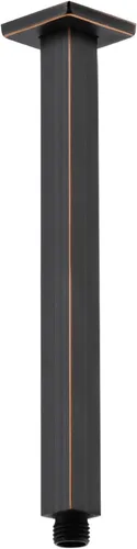 Miniatura 24 de Brazo de ducha de oro cepillado con brida de 6 pulgadas de acero inoxidable recto superior de lluvia cabezal de ducha de extensión de tubo cuadrado