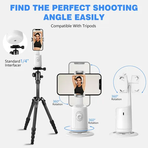 Miniatura 7 de Soporte de cámara de seguimiento facial automático, dispositivo de seguimiento inteligente de 360° con control de gestos, no requiere aplicación