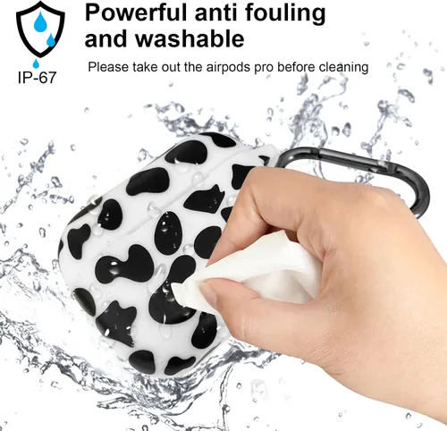 Miniatura 4 de Funda para Airpods Pro con llavero, funda protectora completa inspirada en lindo diseño de vaca, catalizador, de silicona, para mujeres, hombres