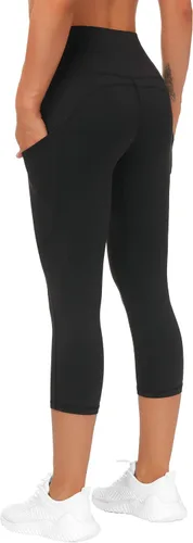 Miniatura 4 de THE GYM PEOPLE - Pantalones deportivos de yoga gruesos de tiro alto para mujer, con bolsillos y control de abdomen, leggings para entrenar y correr