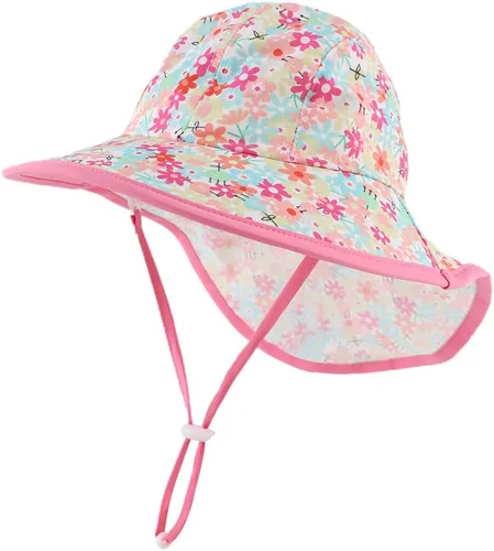 Miniatura 21 de Sombrero de verano para niños pequeños con solapa para el cuello, impermeable, sombrero de natación para niños, protección UV, sombrero de playa