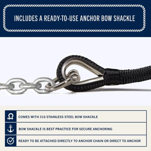 Miniatura 7 de RainierSupplyCo Cuerda de Ancla para Barco - Cuerda Marina de Doble Trenzado Línea de Ancla - 50 pies x 1/4 pulgada Línea de Navegación de Nailon