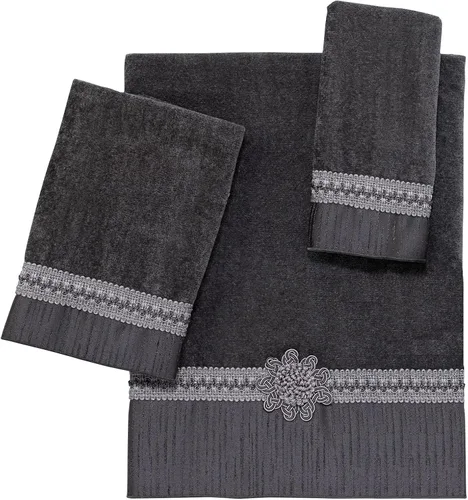 Miniatura 8 de Avanti Linens Medallón - Colección de puños trenzados suaves, toalla de mano, granito