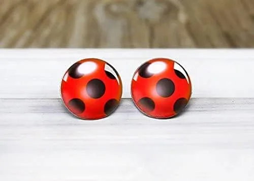 Miniatura 2 de Aretes de mariquita con dije de mariquita, diseño de mariquita, aretes de mariquita, aretes de plata con mariquita, joyería de mariquita, Metal