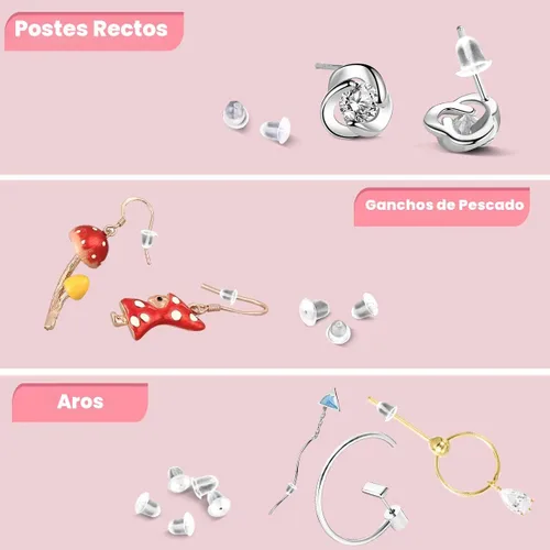 Miniatura 5 de Parte trasera de silicona para aretes, almohadillas de seguridad suaves y transparentes para las orejas, topes de embrague, repuesto para anzuelos
