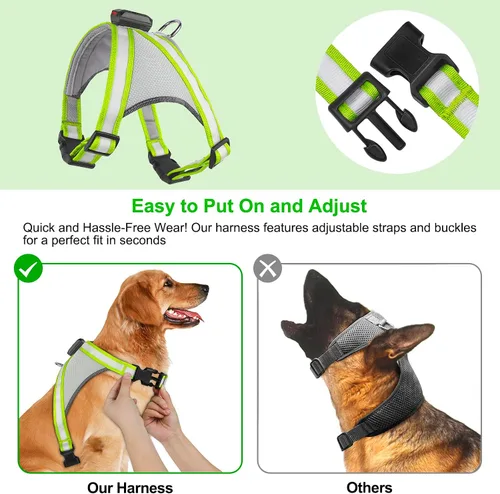 Miniatura 3 de Visinite Arnés LED para perro, chaleco de perro con luz recargable por USB, 2 modos de iluminación que brillan en la oscuridad, arnés ajustable