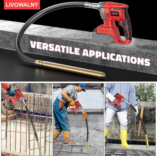 Miniatura 7 de LIVOWALNY Herramienta vibradora de hormigón de mano compatible con batería Milwaukee de 18 V (sin batería), vibrador eléctrico inalámbrico