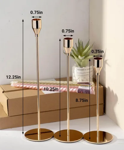 Miniatura 3 de Aha Essential - Juego de 6 portavelas cónicos Portavelas decorativos para decoración del hogar, boda, comedor, fiestas, aniversario, baño, Dorado