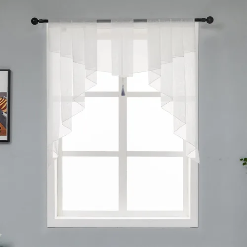 PearAge Cortinas traslúcidas con cenefa para sala de estar, cenefa de cocina a juego de color para ventana de granja, cenefa de cortina a medida con