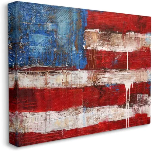 Stupell Industries Lienzo rústico de Erin Ashley para pared, diseño de bandera de Estados Unidos con pintura envejecida, 16 x 20 pulgadas
