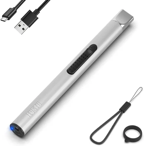 Miniatura 9 de Encendedor de velas, eléctrico recargable con arco USB, resistente al viento, sin llama, encendedor de plasma de palo largo con cuerda y anillo, sin