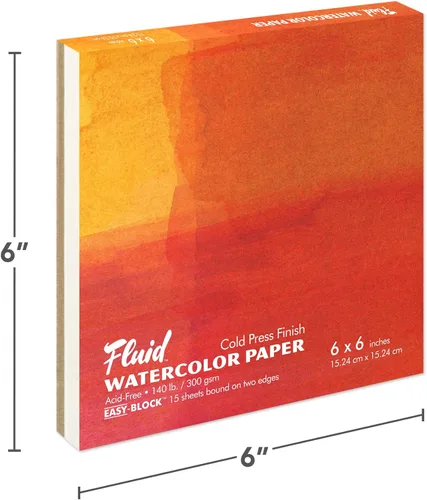 Miniatura 2 de Fluid Artist - Bloque de papel de acuarela de 140 libras, 6 x 6, prensa en frío, 15 hojas