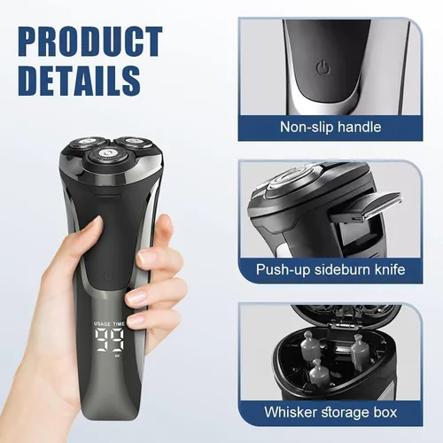 Miniatura 4 de Snapbuy - Maquinilla de afeitar eléctrica para hombres, Snapbuy Pro of Father, afeitadoras eléctricas para hombres, afeitadora inalámbrica Negro